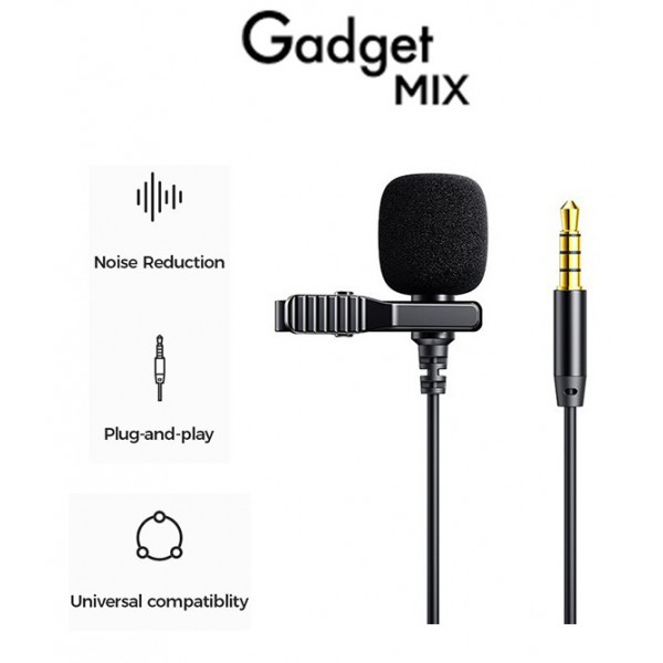 JOYROOM καλώδιο 3.5mm με ενσωματωμένο clip-on μικρόφωνο JR-LM1 3m, μαύρο JOYROOM καλώδιο 3.5mm με ενσωματωμένο clip-on μικρόφωνο JR-LM1 3m, μαύρο