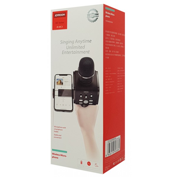 JOYROOM ασύρματο μικρόφωνο με βάση για smartphone JR-MC3, μαύρο JOYROOM ασύρματο μικρόφωνο με βάση για smartphone JR-MC3, μαύρο