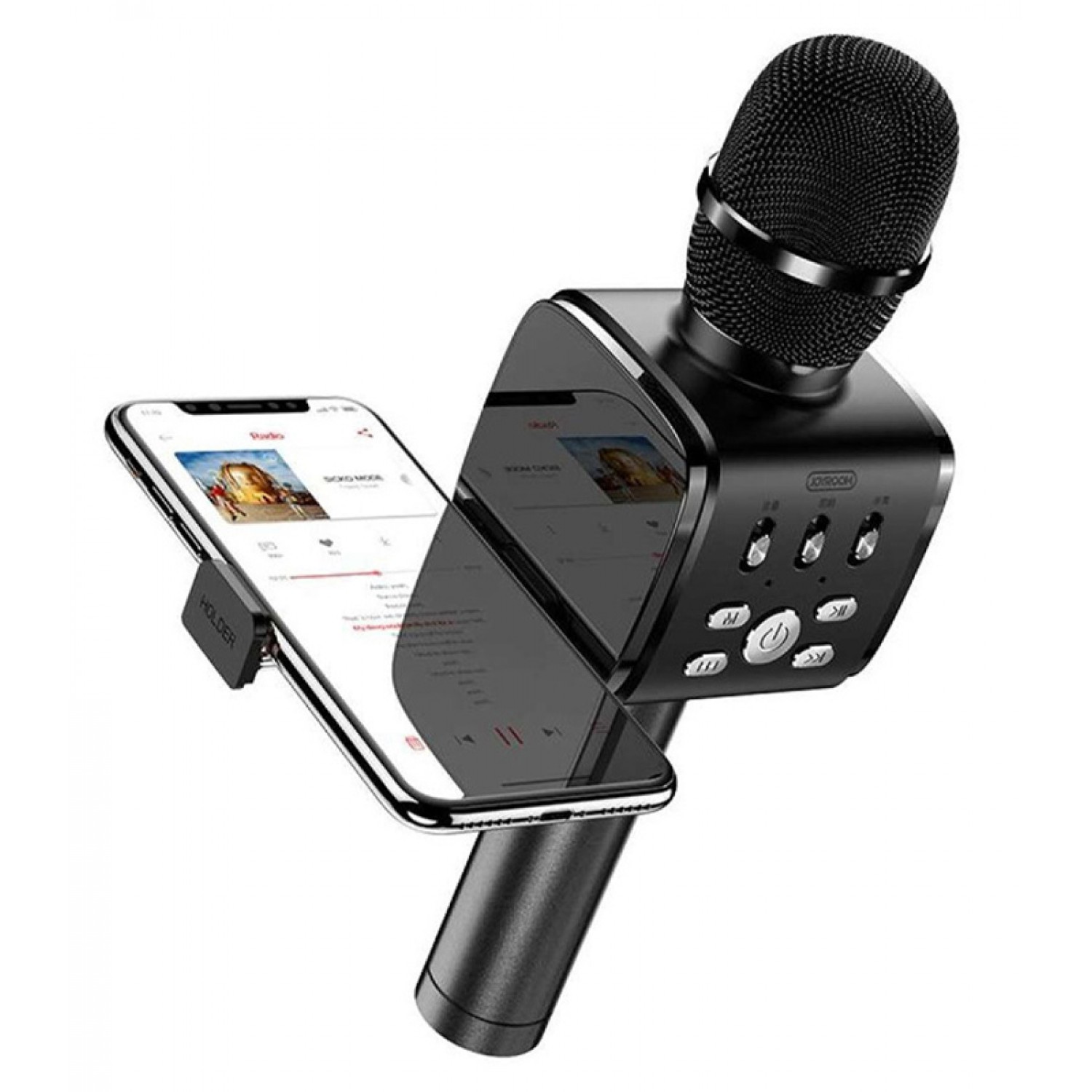 JOYROOM ασύρματο μικρόφωνο με βάση για smartphone JR-MC3, μαύρο JOYROOM ασύρματο μικρόφωνο με βάση για smartphone JR-MC3, μαύρο
