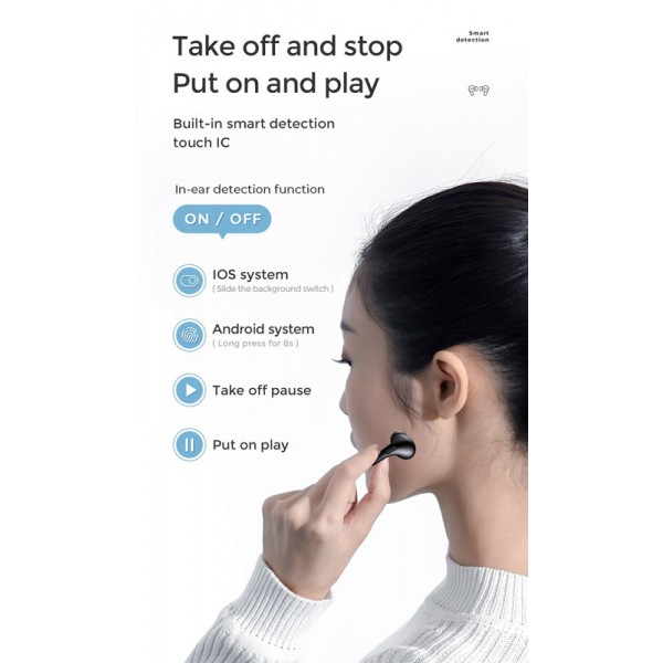 JOYROOM earphones με θήκη φόρτισης JR-T03S-PRO, true wireless, μαύρα