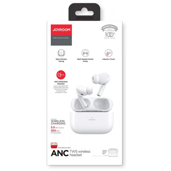 JOYROOM earphones με θήκη φόρτισης JR-T03S-PRO, true wireless, λευκά