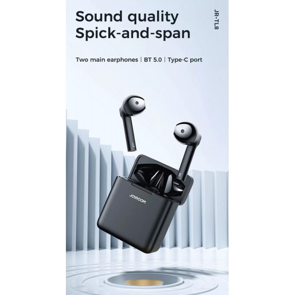 JOYROOM earphones με θήκη φόρτισης JR-TL8, true wireless, μαύρα JOYROOM earphones με θήκη φόρτισης JR-TL8, true wireless, μαύρα