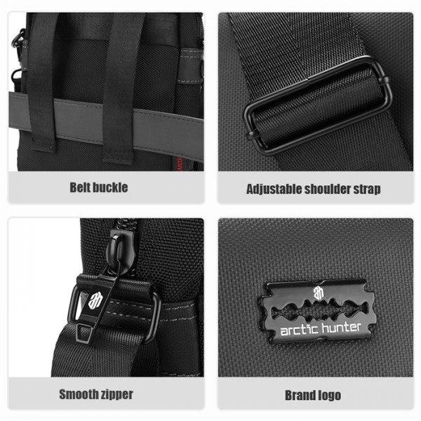 ARCTIC HUNTER τσάντα ώμου & ζώνης K00091-BK, αδιάβροχη, μαύρη