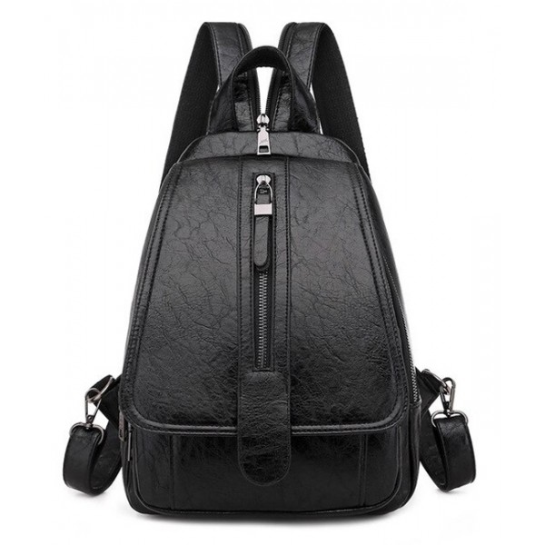 Γυναικεία τσάντα πλάτης LBAG-0002, μαύρη Γυναικεία τσάντα πλάτης LBAG-0002, μαύρη