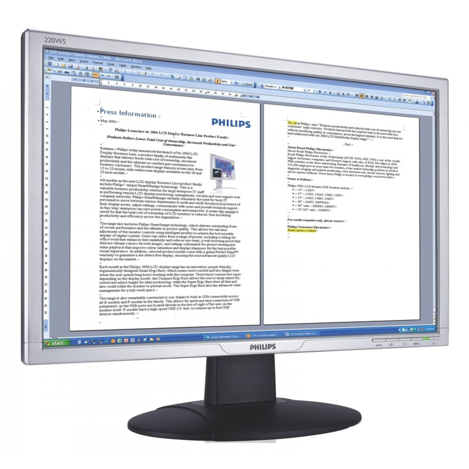 PHILIPS used Οθόνη 220WS8 LCD, 22" 1680x1050px, VGA/DVI-D, FQ PHILIPS used Οθόνη 220WS8 LCD, 22" 1680x1050px, VGA/DVI-D, FQ