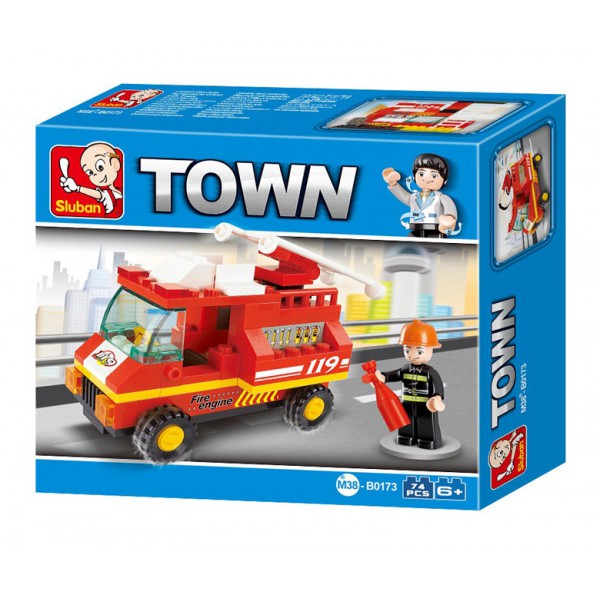 SLUBAN Τουβλάκια Town, Fire Truck M38-B0173, 74τμχ
