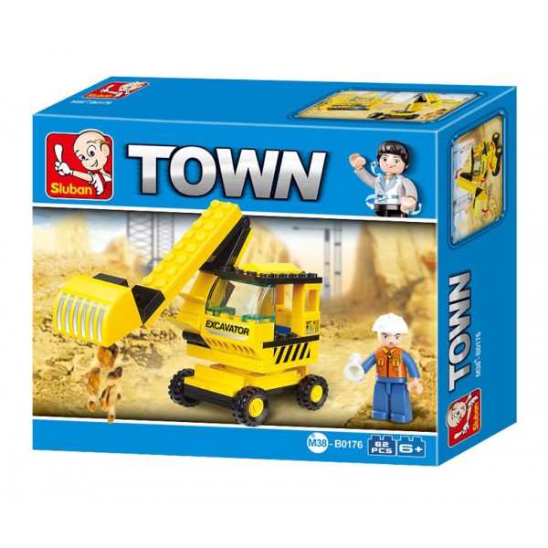 SLUBAN Τουβλάκια Town, Excavator M38-B0176, 62τμχ