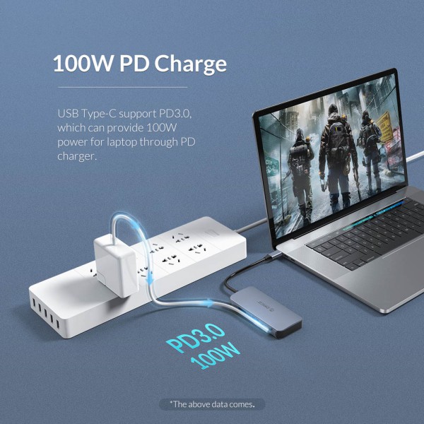 ORICO docking station MC-U602P, USB Type-C, 6-ports, γκρι