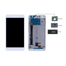 LCD για Xiaomi Note 5A, Camera-Sensor ring, ear mesh, frame, White