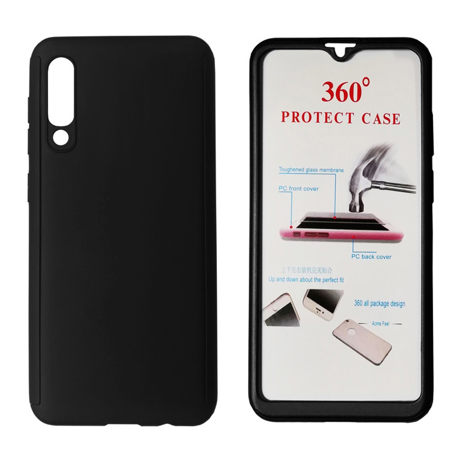 POWERTECH Θήκη Body 360° με Tempered Glass για Samsung A50, μαύρη POWERTECH Θήκη Body 360° με Tempered Glass για Samsung A50, μαύρη