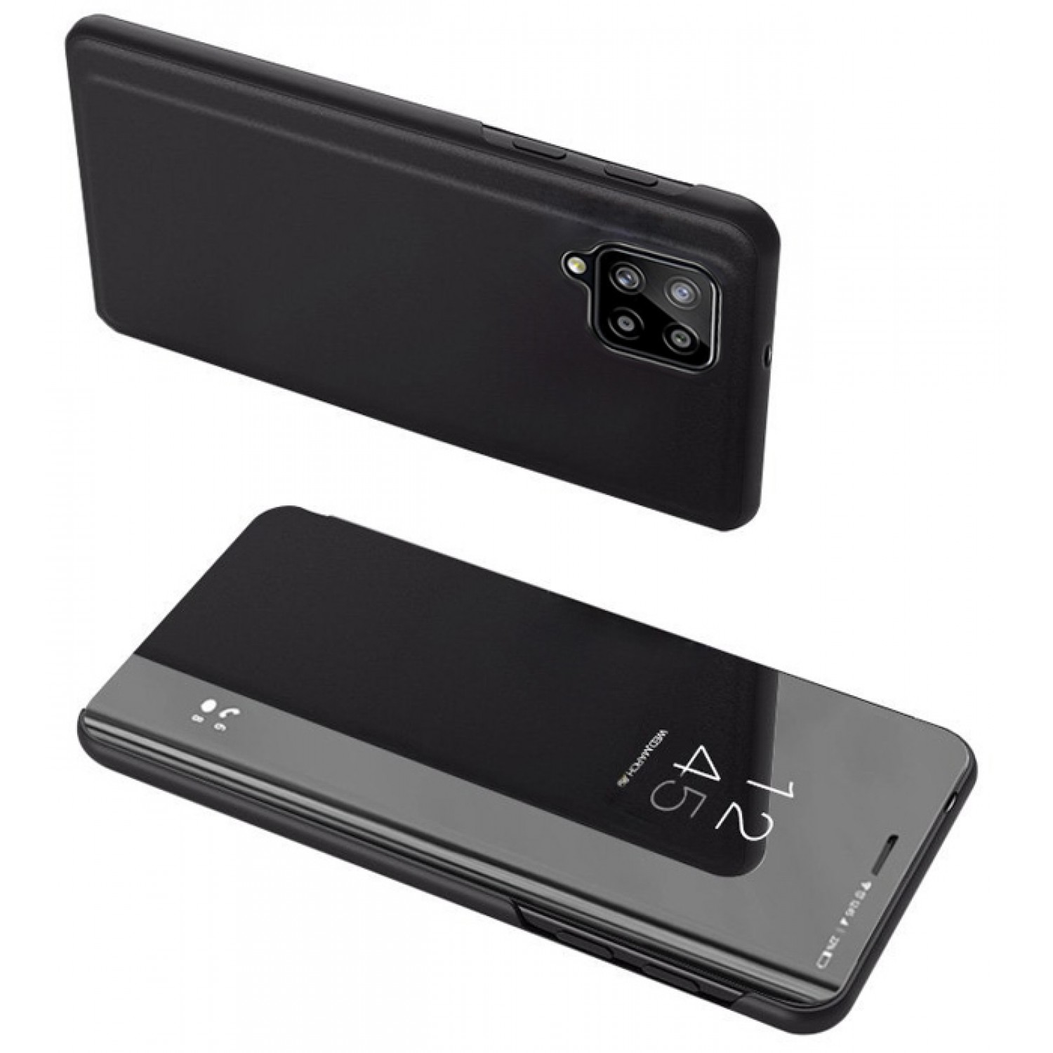 POWERTECH θήκη Clear View MOB-1609 για Samsung Galaxy A12/M12, μαύρη
