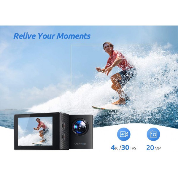 VANTOP action camera Μoment4U, 4K 30fps, 20MP, touch screen, μαύρη