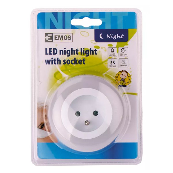 EMOS LED φωτιστικό νυκτός P3307, schuko, με αισθητήρα φωτός, λευκό EMOS LED φωτιστικό νυκτός P3307, schuko, με αισθητήρα φωτός, λευκό