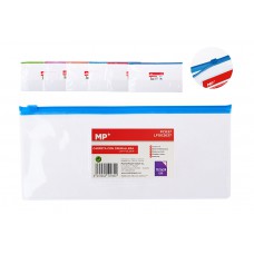 MP διάφανος φάκελος με zip PC037, 10.5 x 23.5cm, 24 τμχ, χρωματιστοί