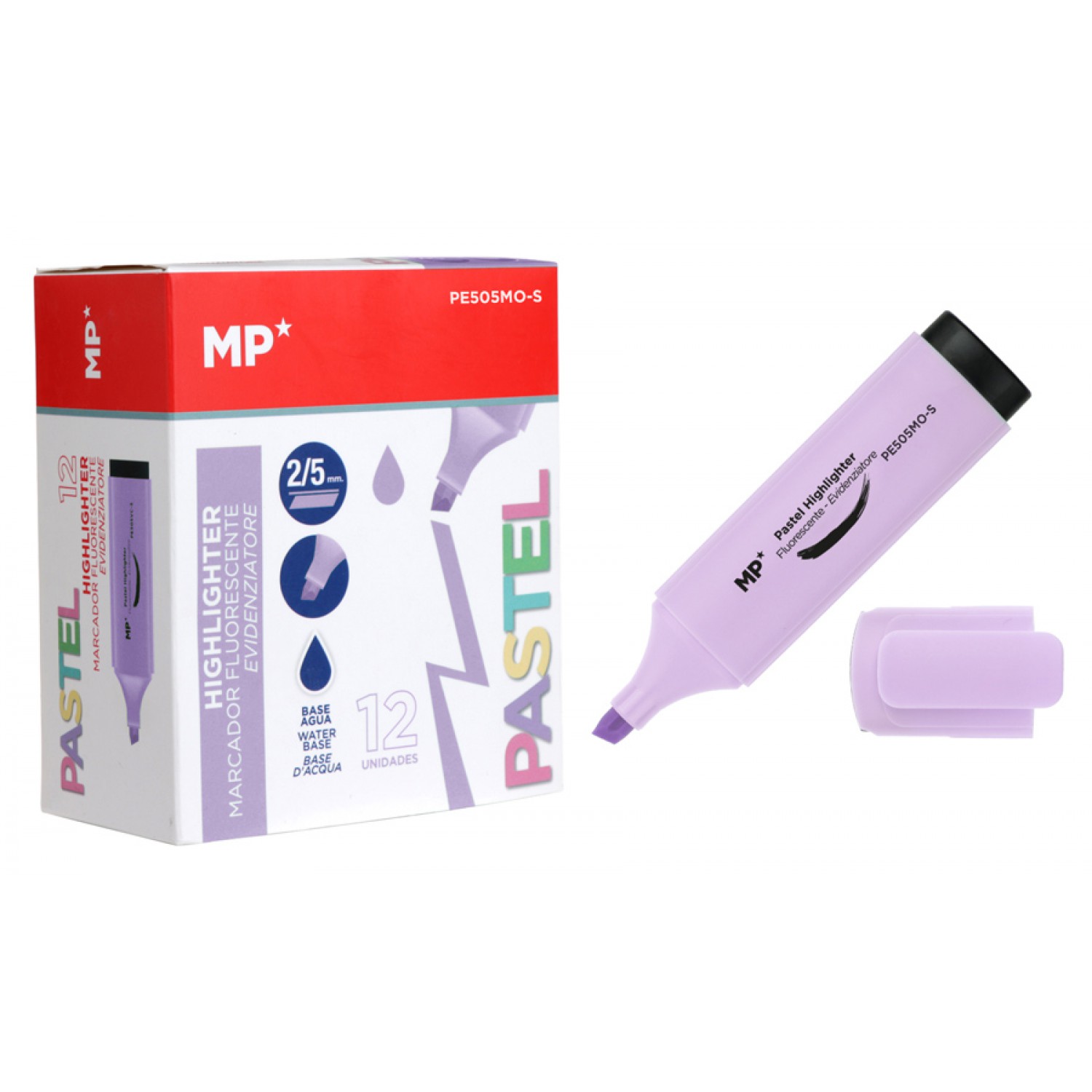 MP μαρκαδόρος υπογράμμισης PE505MO-S, μωβ, 12τμχ MP μαρκαδόρος υπογράμμισης PE505MO-S, μωβ, 12τμχ