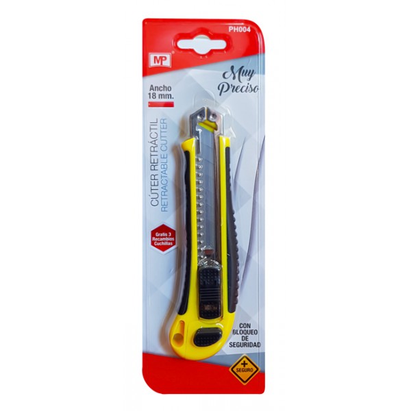 MP πλαστικό κοπίδι με ασφάλεια PH004, 18mm, 3 λεπίδες MP πλαστικό κοπίδι με ασφάλεια PH004, 18mm, 3 λεπίδες