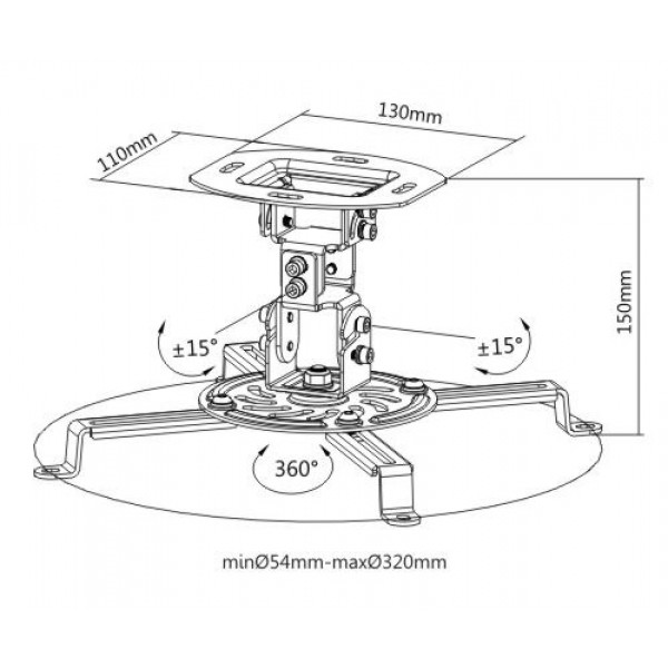 BRATECK Βάση για projectors PRB-18F, οροφής, 360° περιστροφή, έως 13.5kg BRATECK Βάση για projectors PRB-18F, οροφής, 360° περιστροφή, έως 13.5kg