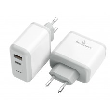 POWERTECH Φορτιστής Τοίχου PT-708, 1x USB, 1x Type-C, 18W, 3A, λευκό
