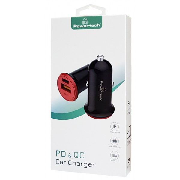 POWERTECH Φορτιστής Αυτοκινήτου PT-713, 1x USB, 1x Type-C, 3A, μαύρο POWERTECH Φορτιστής Αυτοκινήτου PT-713, 1x USB, 1x Type-C, 3A, μαύρο