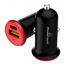 POWERTECH Φορτιστής Αυτοκινήτου PT-713, 1x USB, 1x Type-C, 3A, μαύρο
