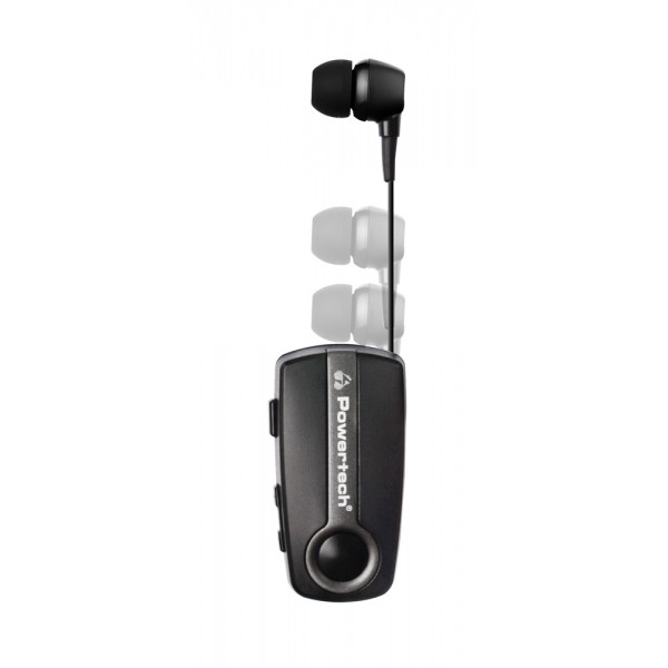 POWERTECH Bluetooth earphone Klipp PT-732, multipoint, BT V4.1, γκρι