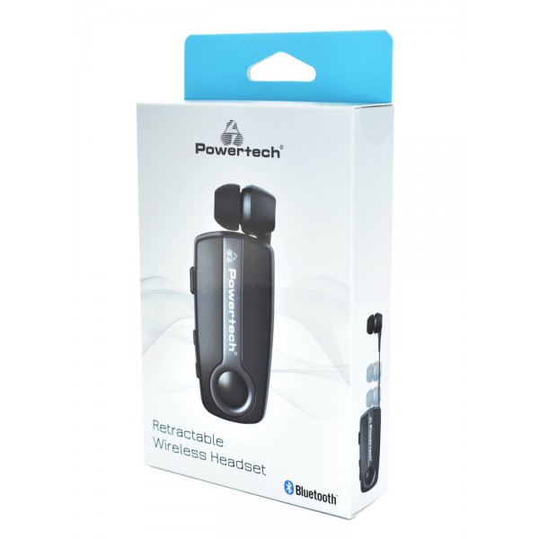 POWERTECH Bluetooth earphone Klipp PT-732, multipoint, BT V4.1, γκρι