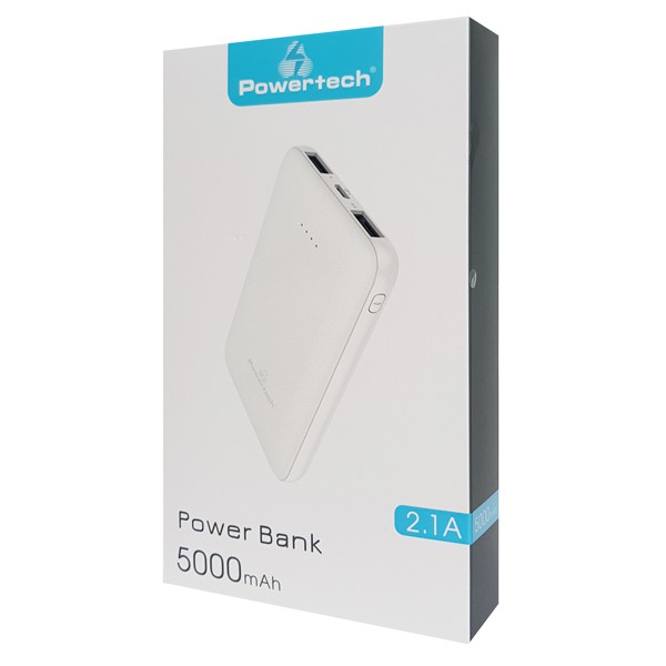 POWERTECH Power Bank PT-800 5000mAh, 2x USB Output, 2.1A, λευκό POWERTECH Power Bank PT-800 5000mAh, 2x USB Output, 2.1A, λευκό