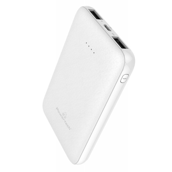 POWERTECH Power Bank PT-800 5000mAh, 2x USB Output, 2.1A, λευκό POWERTECH Power Bank PT-800 5000mAh, 2x USB Output, 2.1A, λευκό