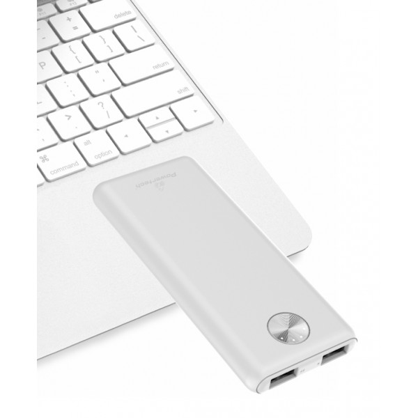 POWERTECH Power Bank PT-803 5000mAh, 2x USB Output, 2.1A, λευκό
