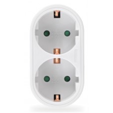 POWERTECH αντάπτορας ρεύματος PT-820, 2x schuko, 250V 16A, λευκός