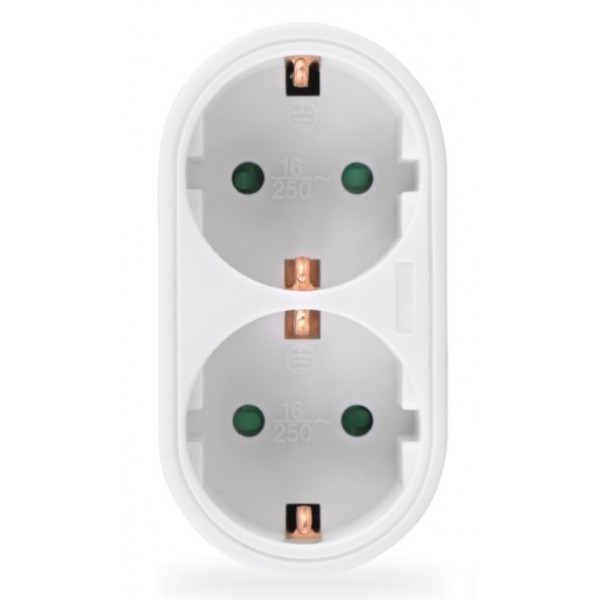 POWERTECH αντάπτορας ρεύματος PT-820, 2x schuko, 250V 16A, λευκός POWERTECH αντάπτορας ρεύματος PT-820, 2x schuko, 250V 16A, λευκός