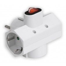 POWERTECH αντάπτορας ρεύματος PT-824, 3x schuko, 250V 16A, λευκός