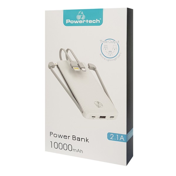 POWERTECH Power Bank PT-866 10000mAh, 3x Output, 2.1A, λευκό POWERTECH Power Bank PT-866 10000mAh, 3x Output, 2.1A, λευκό