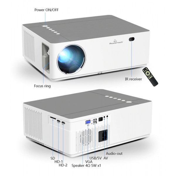 POWERTECH LED βιντεοπροβολέας PT-961, Wi-Fi Airplay, 1080p, Android POWERTECH LED βιντεοπροβολέας PT-961, Wi-Fi Airplay, 1080p, Android