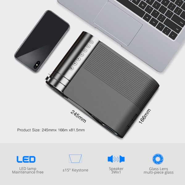 POWERTECH LED βιντεοπροβολέας PT-962, Wi-Fi Airplay, 1080p, HDMI, μαύρος POWERTECH LED βιντεοπροβολέας PT-962, Wi-Fi Airplay, 1080p, HDMI, μαύρος