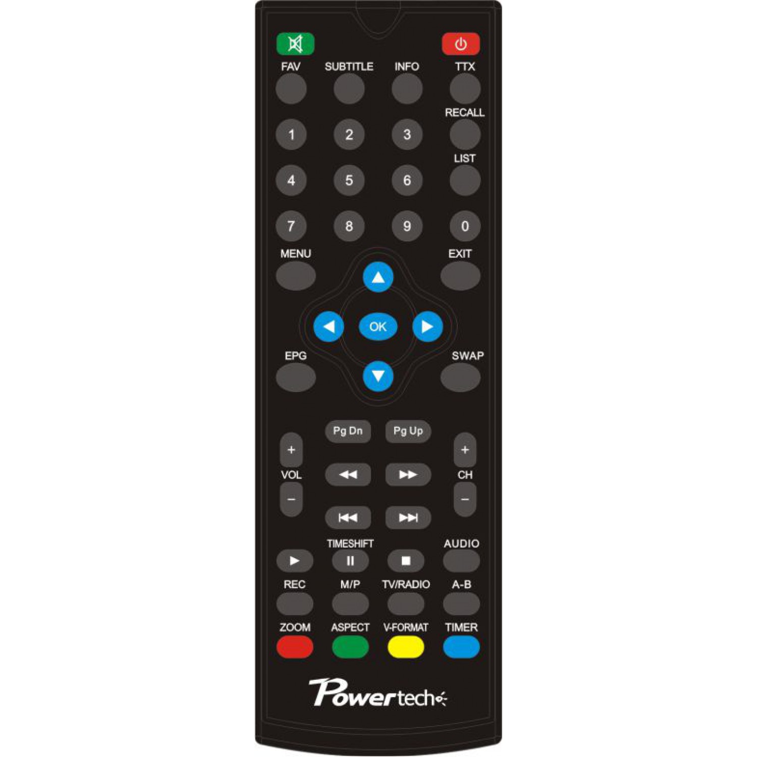 POWERTECH χειριστήριο συμβατό με δέκτη PT-MPEG4-HD2 μπλε συσκευασία