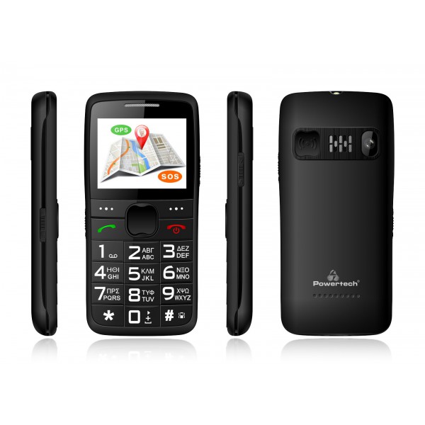 POWERTECH Κινητό Τηλέφωνο Sentry PTM-12, SOS Call, με φακό, μαύρο