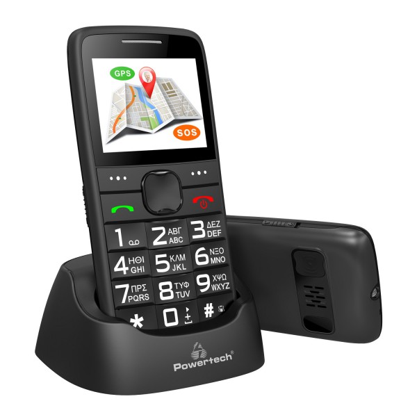 POWERTECH Κινητό Τηλέφωνο Sentry PTM-12, SOS Call, με φακό, μαύρο