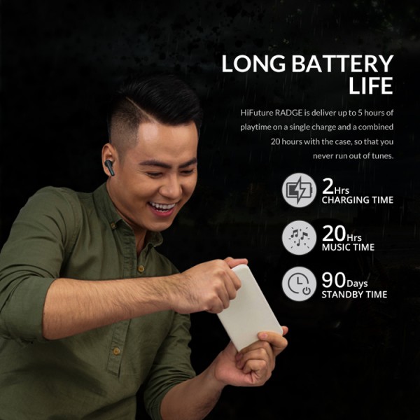 HIFUTURE earphones Radge με θήκη φόρτισης, true wireless, μαύρα