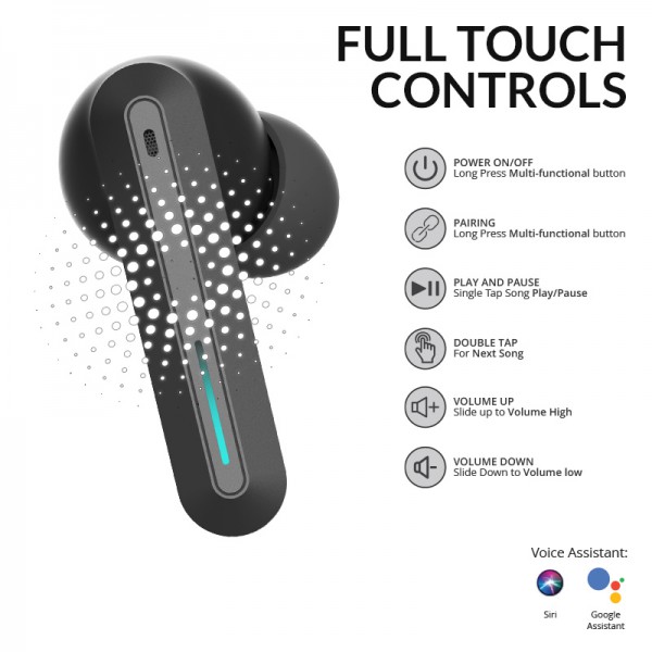 HIFUTURE earphones Radge με θήκη φόρτισης, true wireless, μαύρα