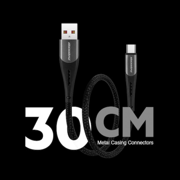 ROCKROSE καλώδιο USB σε USB Type-C Diesel AC Mini, 2.4A, 30cm, μαύρο ROCKROSE καλώδιο USB σε USB Type-C Diesel AC Mini, 2.4A, 30cm, μαύρο
