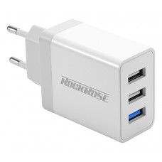 ROCKROSE φορτιστής τοίχου Casa Q3, 3x USB, QC 3.0, 30W, λευκός