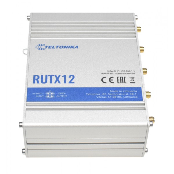 TELTONIKA Industrial cellular router RUTX12, Dual LTE Cat6, 5x GbE ports