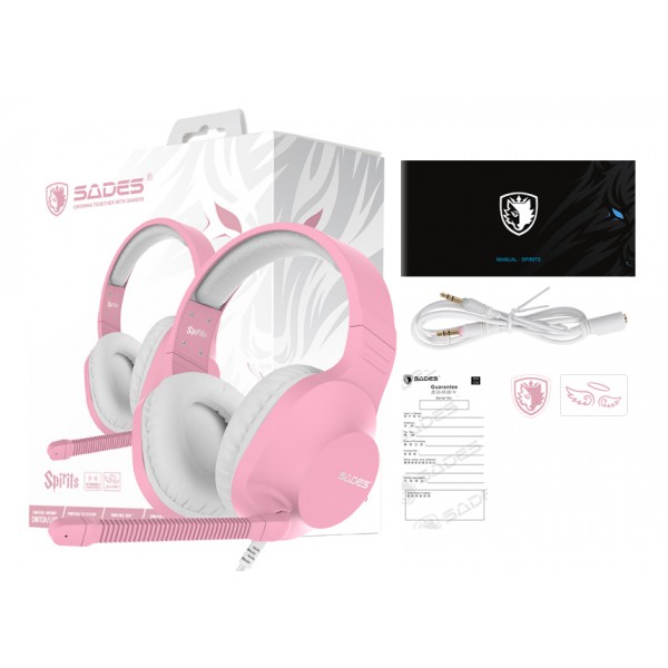 SADES Gaming Headset Spirits SA-721, multiplatform, 3.5mm, ροζ
