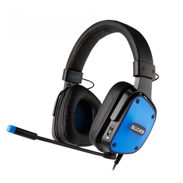 SADES Gaming Headset Dpower, 3.5mm, 40mm ακουστικά, Blue