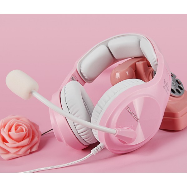 SADES Gaming Headset A2, multiplatform, 3.5mm, ροζ