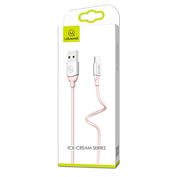 USAMS Καλώδιο USB σε Lightning US-SJ245, Ice-Cream, 1m, ροζ USAMS Καλώδιο USB σε Lightning US-SJ245, Ice-Cream, 1m, ροζ