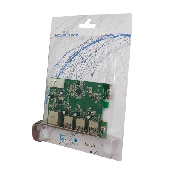 POWERTECH Κάρτα Επέκτασης PCI-e σε USB 3.0 & 1x LAN, VL805+RTL8153