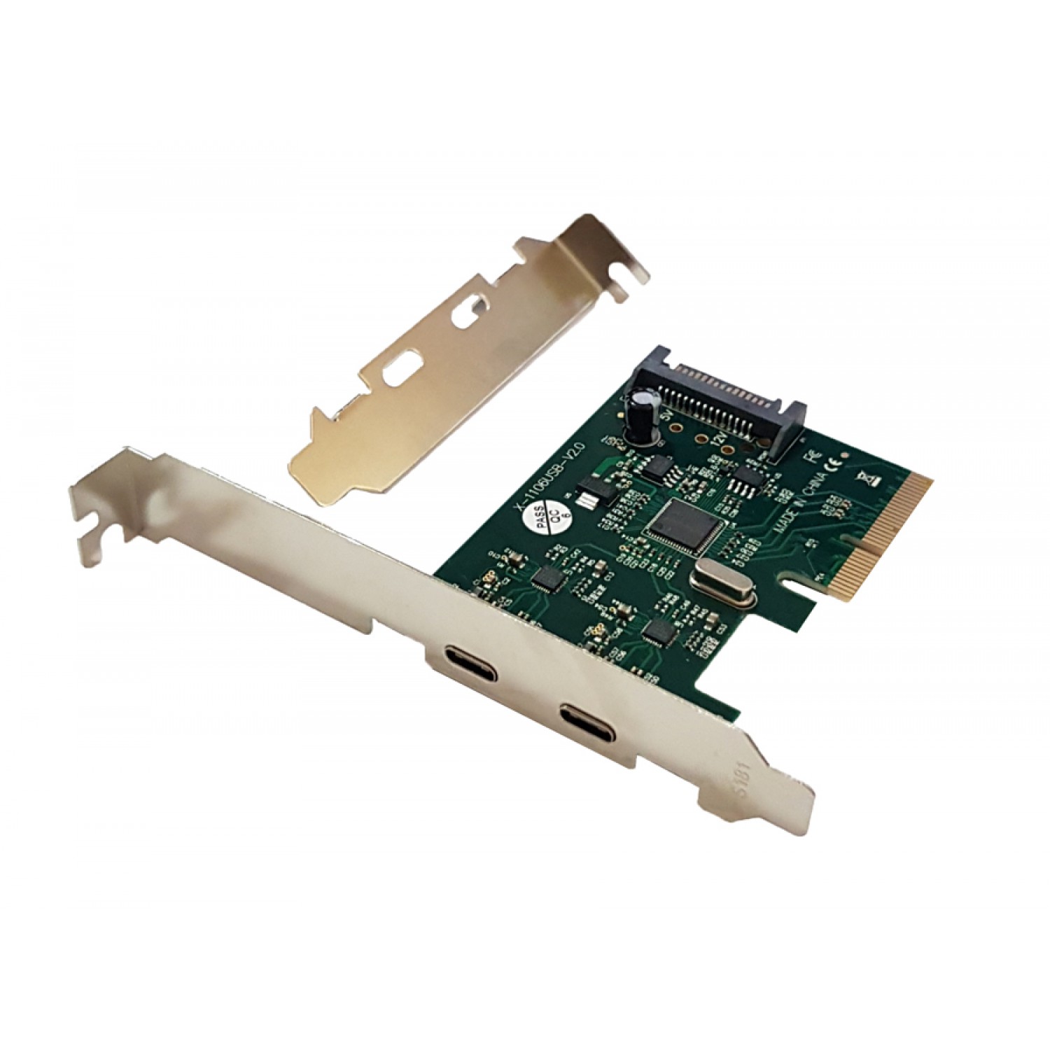 POWERTECH Κάρτα Επέκτασης PCI-e σε 2x USB 3.1 Type-C, Chipset ASM1142