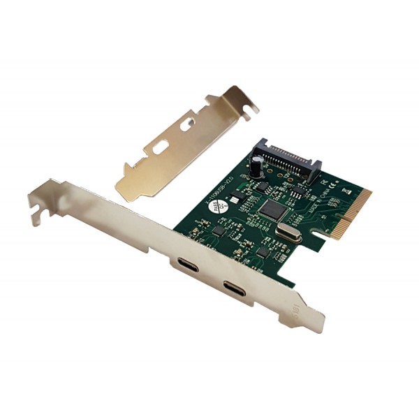 POWERTECH Κάρτα Επέκτασης PCI-e σε 2x USB 3.1 Type-C, Chipset ASM1142